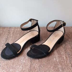 Stuart Weitzman NUDISTJUNE Women's Black Suede Ankle Strap Sandals | Sz 6